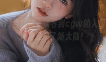 当我第一次看到cgw的入口，简直像发现了新大陆！